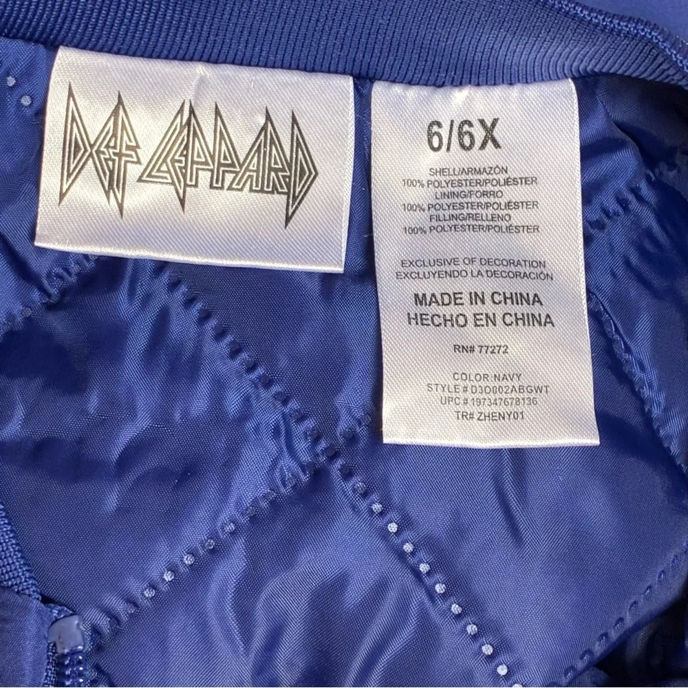 DEF LEPPARD GIRLS Size 6/6X Bomber Biker Jacket Blue Pink NWT NEW